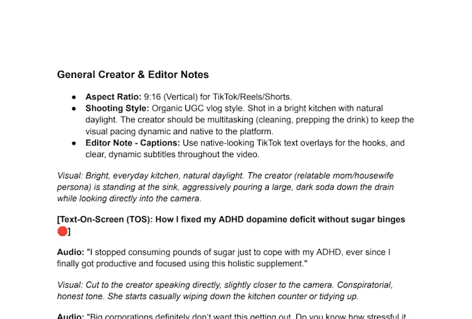write engaging ugc ad scripts for tiktok ig and facebook ads